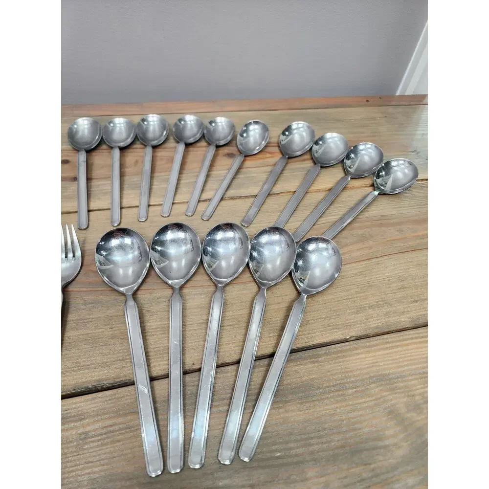 Vintage Mid-Century Sola Cora Stainless Flatware Made in Holland 54 Pieces